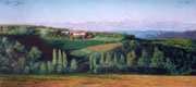 il Monviso visto da Guarene - olio su tavola cm 50 x 110 - 1999