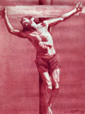 Cristo sofferente sulla croce - studio a pastello rosso su carta cm 120 x 150 - 1999